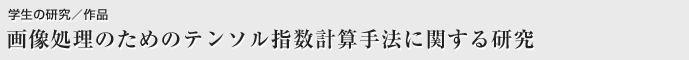 画像処理のためのテンソル指数計算手法に関する研究